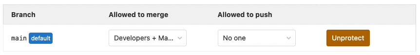 GitLab Settings of Merge